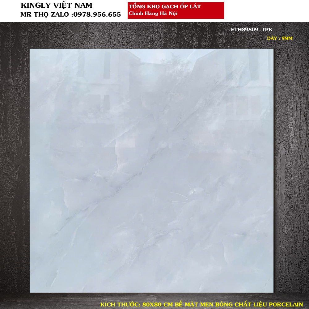 Gạch lát nền 80x80 màu ghi vân đá 80x80 ETH89809 Loại 1